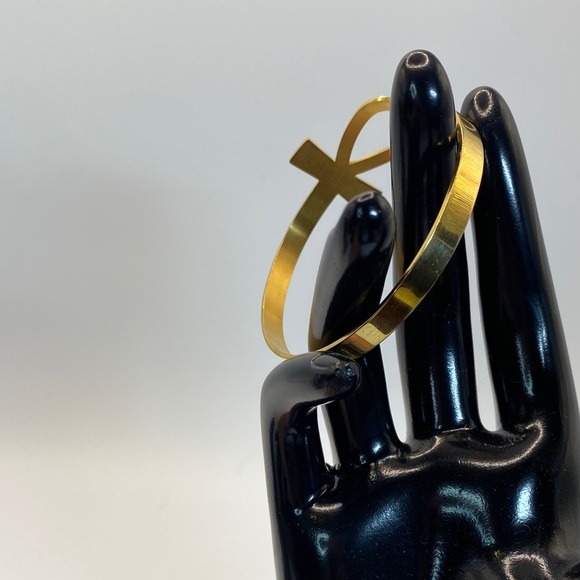 Egyptian Ankh Key Of Life Gold Tone Bracelet - Picture 7 of 10